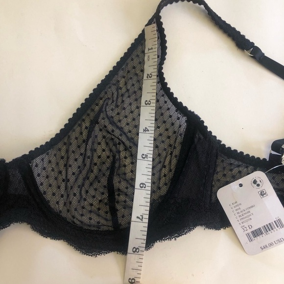 Free People Black Mid Week Dotted Mesh Underwire Bra Size 32D - Picture 11 of 12